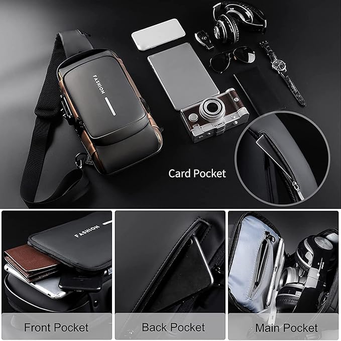 Fashion Sling Bag for Men & Women – Water Resistant Crossbody Chest Bag with Multiple Compartments