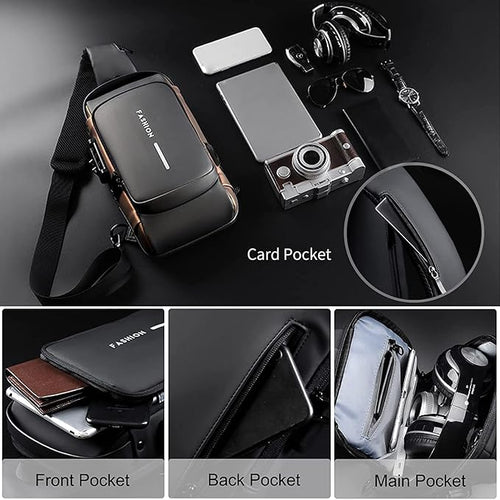 Fashion Sling Bag for Men & Women – Water Resistant Crossbody Chest Bag with Multiple Compartments