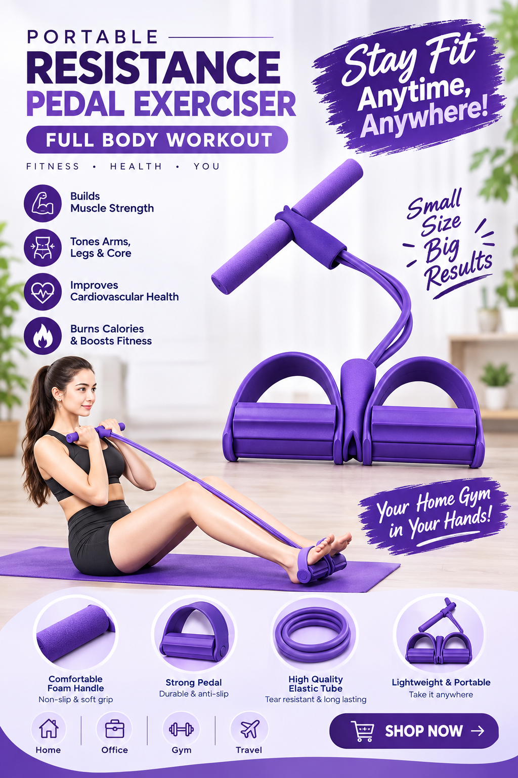 Portable Resistance Pedal Exerciser – Full Body Home Workout