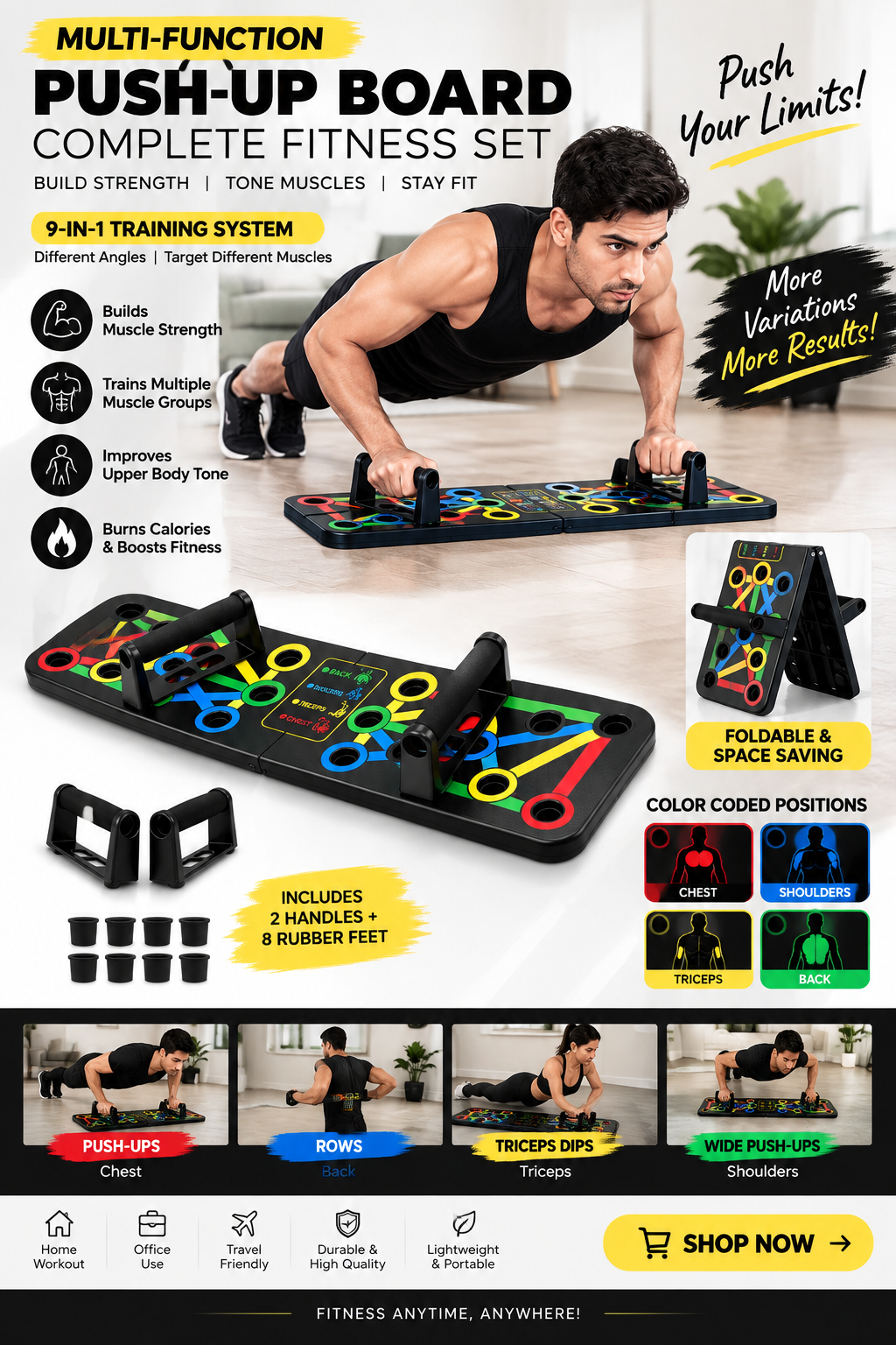 9-in-1 Multi-Function Push-Up Board – Complete Home Workout Set
